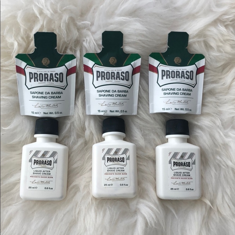 Proraso shaving cream and liquid after shave cream